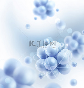 矢量分子背景图片_蓝色分子，矢量背景