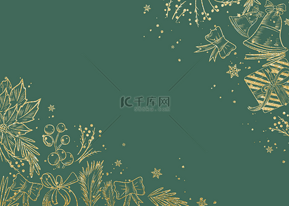 线条植物插画背景图片_雪花金色线条植物质感背景