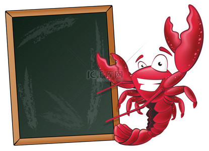 美食龙虾海鲜背景图片_标示牌可爱龙虾.