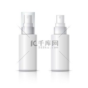 产品图标背景图片_现实的化妆品瓶可以喷雾容器. 