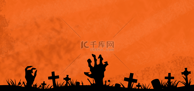 万圣节手海报背景图片_墓地恐怖万圣节背景