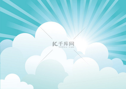 太阳和蓝色天空与连连看 clouds.vector 图像