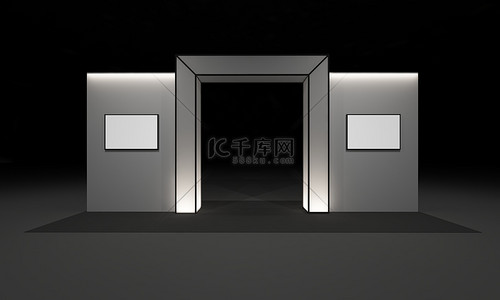 展位美陈背景图片_3d. 门入口展位展示设计理念室内插图的绘制