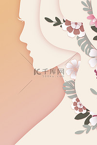 植物女人背景图片_妇女节海报女人花朵