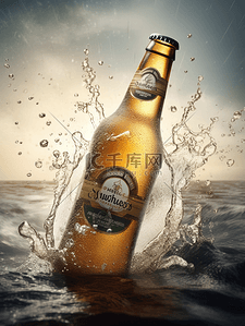 啤酒清凉背景图片_啤酒广告展示夏季清凉水花