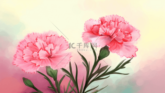 粉色小清新植物背景图片_粉色植物简约自然水彩质感花朵