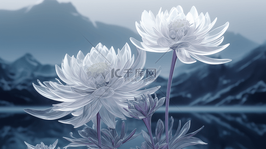 质感花卉背景图片_超清玻璃质感植物场景图