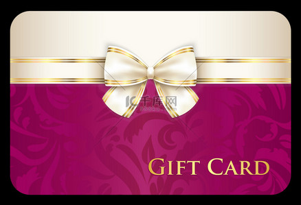 礼品卡设计背景图片_用奶油对角丝带豪华猩红色的礼品卡