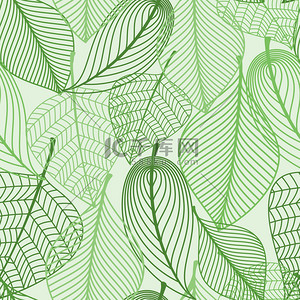 白summer背景图片_Green leaves seamless pattern background