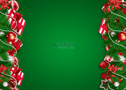 红色3礼盒背景图片_圣诞节礼物装饰绿色背景