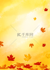 秋季风格背景图片_树叶秋季水彩金色创意落叶背景
