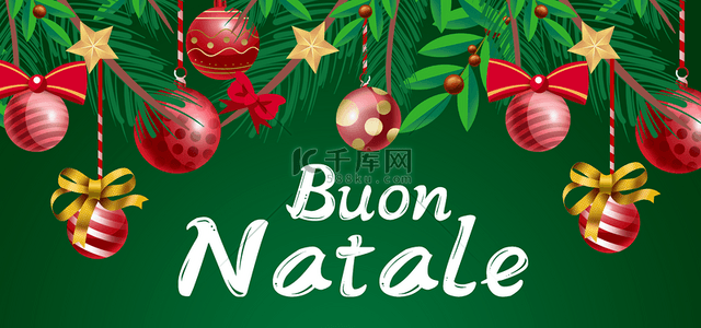意大利圣诞节快乐绿色节日背景