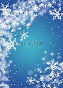 快乐质感背景图片_雪花白色雪片结晶冬季蓝色背景