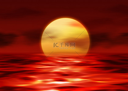 云起logo背景图片_海洋日落红色背景