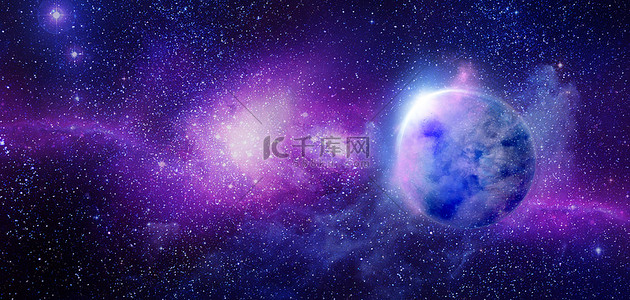 星空星球紫色简约背景