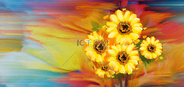 花朵手绘纹理背景图片_水彩油画花朵高清背景