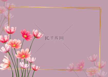 清新绿色手绘背景图片_花卉植物装饰粉色质感背景