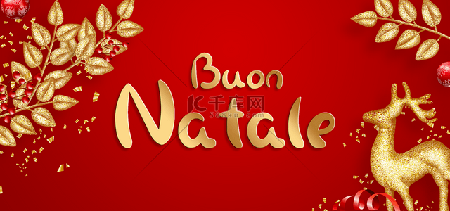 圆球树叶背景图片_意大利圣诞节快乐金色树叶麋鹿背景