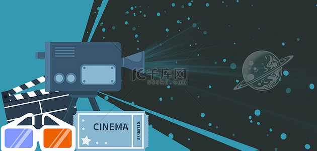 电影logo背景图片_电影电影票电影放映机