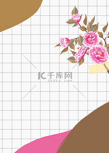 线条网格背景图片_花卉线条网格粉色花朵背景