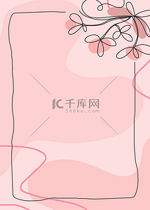 粉色春天模板背景图片_植物线条粉色花朵装饰背景