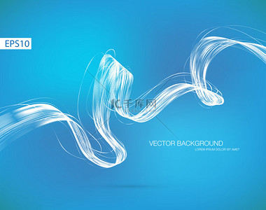 蓝色web背景图片_矢量抽象的动态的卷曲的波的蓝色背景