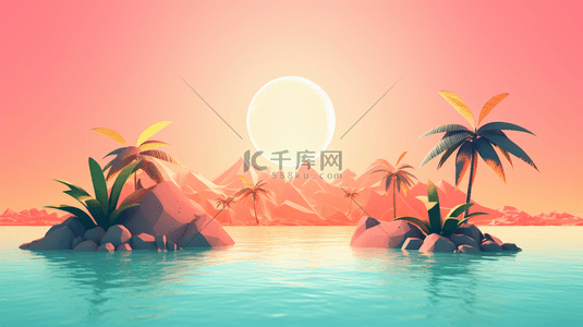 彩色夏季唯美度假背景