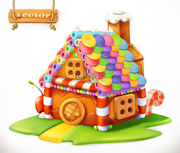 甜蜜的梦背景图片_甜蜜的房子。3D矢量图标