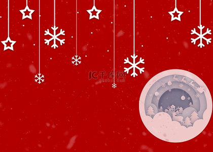 红色喜庆2022背景图片_圣诞雪花飘洒水晶球背景