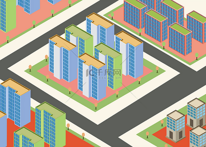 都市住宅商务办公楼背景插图