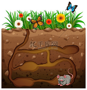 生活剪贴画背景图片_在花园里下的老鼠洞里