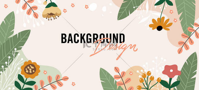 beige背景图片_vector background design with floral elements on beige background
