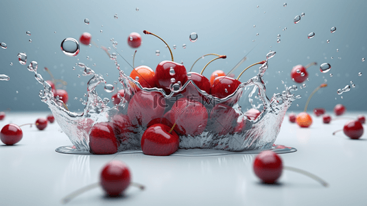 新鲜樱桃背景图片_红色创意樱桃水果