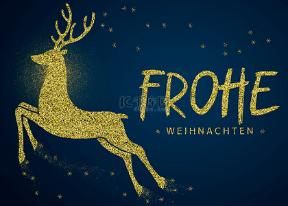 发光鹿角背景图片_德国圣诞节金色麋鹿背景