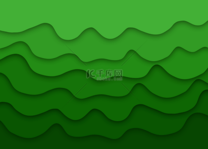 剪纸切割创意波浪线图案抽象绿色背景