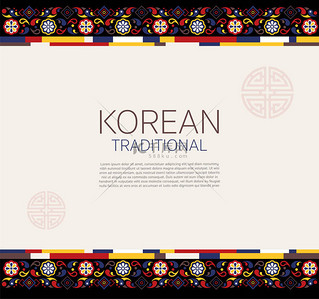 traditional背景图片_用于替换文本的朝鲜语传统框架。矢量插图