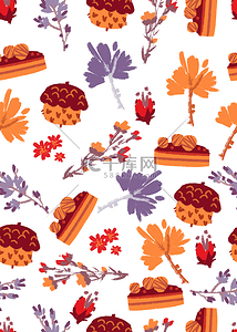 设计秋季背景图片_卡通秋季图形食物无缝背景