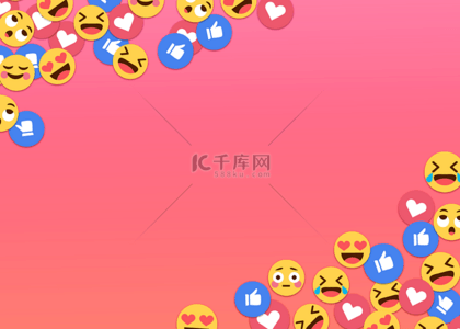 大拇指爱心点赞背景图片_emoji表情渐变社媒背景