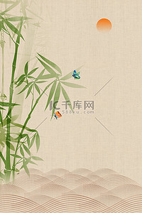 中国风竹子黄色复古海报背景