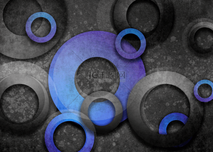 片素材背景图片_垃圾纹理蓝黑色圆环线条几何抽象背景