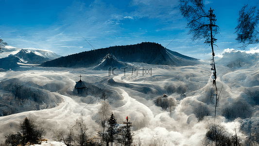 古风山峦雪山云海风光风景仙境