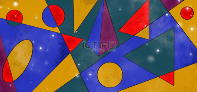 黄色创意几何背景图片_几何图案彩色色块抽象背景