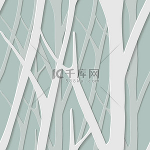 无缝时尚图案与白桦树。花卉的现代 3d 壁纸。矢量图