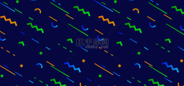 波浪样式笔刷背景图片_深蓝色底纹彩色波浪线孟菲斯几何背景