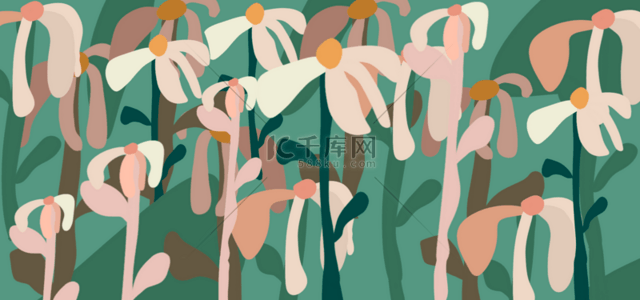 中立的背景图片_花朵涂鸦植物图案背景