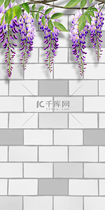 白色清新花卉背景图片_砖墙壁纸墙壁墙纸花卉背景植物