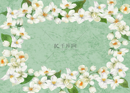 春天清新花瓣背景图片_大理石简单绿色植物背景