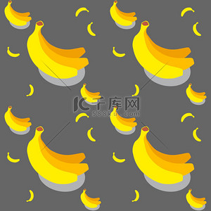 无缝纹理可以用来装饰夏装，餐巾，包装纸。这个模式象征着一个愉快的暑假，一个营养和健康的美味。中性灰色背景的亮黄色香蕉.