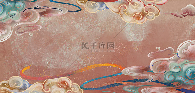 朝鲜族壁画背景图片_敦煌祥云彩带