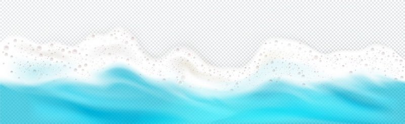 海浪泡沫沿着边界飞溅的俯视图蓝色海洋泡沫状的水花被隔离在透明的背景上自然的航海框架泡沫设计元素逼真的三维矢量插图海浪泡沫飞溅边界俯视图框架